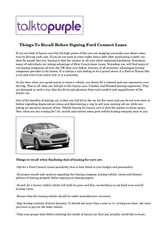 ford connect leasing