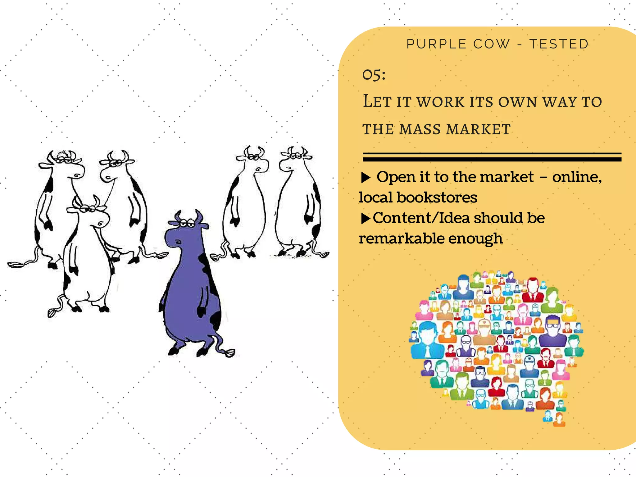 Conceptual presentation slide illustrating Seth Godin’s Purple Cow idea