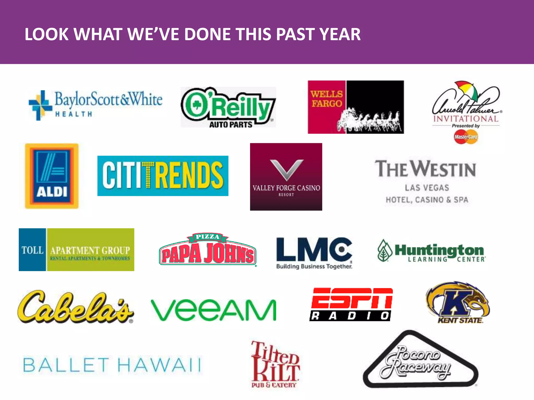 LOOK WHAT WE’VE DONE THIS PAST YEAR
 