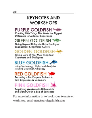 28
KEYNOTES AND
WORKSHOPS
For more information or to book your keynote or
workshop, email stan@purplegoldfish.com
 