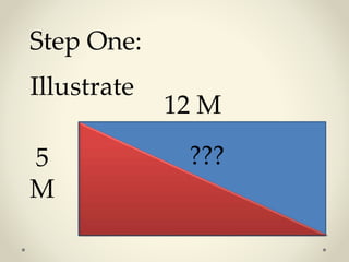 Step One:
Illustrate
12 M
5
M
???