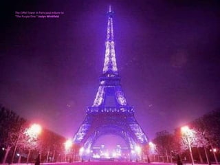 The Eiffel Tower in Paris pays tribute to
"The Purple One." Joslyn Winkfield
 