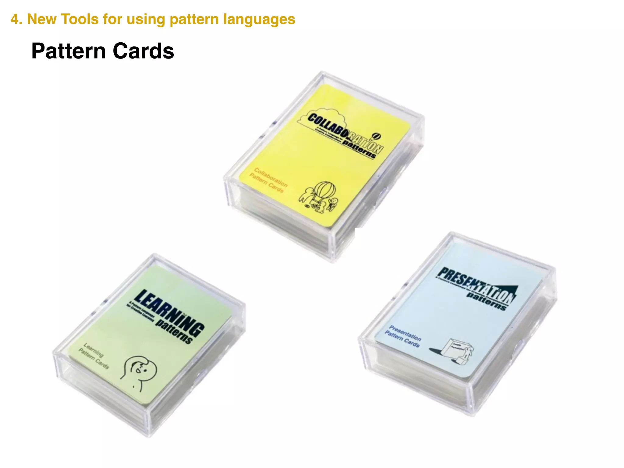 Pattern Cards
4. New Tools for using pattern languages
 