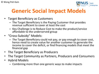 Social Cost Social Benefits
Social
Purpose
Community
Engagement
Capability
Development
Target
beneficiaries
Social
Purpose...