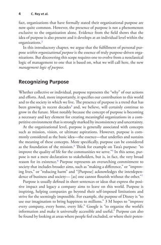 Overarching Reason Purpose-driven organizations management. Ideas for a better world | PDF
