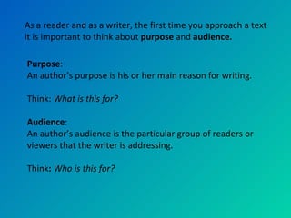 Purpose And Audience Powerpoint | PPT