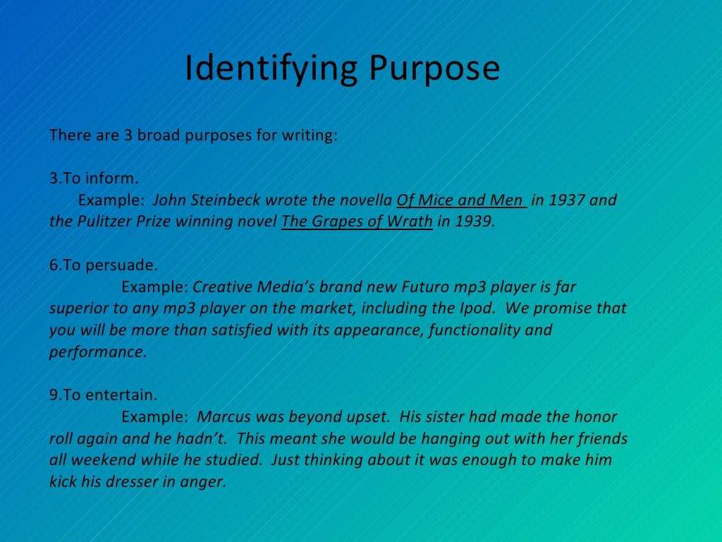 Purpose And Audience Powerpoint
