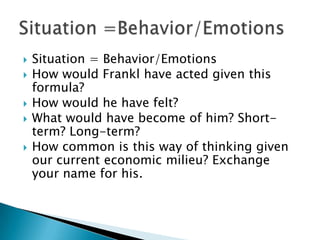 Who here would like to be a letter carrier?“Going Postal” – boredom, repetitiveness, exposure to elements, irritable customers“I don’t just deliver mail. I see myself helping to connect people to other people. I help build the community. Besides, people depend on me and I don’t want to let them down.”Neither snow nor rain nor gloom of night stays these couriers from the swift completion of their appointed rounds. – Herodotus, Greek historian, 1st Century B.C.She brought meaning to her work and it became meaningful.Meaning and the Mail
