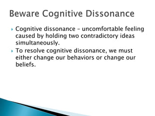 Locus of control-refers to an individual’s generalized expectations concerning where control over events resides. In simple terms, who or what is responsible for what happens.Internal LOC – responsibility rests with usExternal LOC – responsibility rests with the environmentLocus of Control
