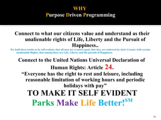 <ul><li>Connect to what our citizens value and understand as their unalienable   rights of Life, Liberty and the Pursuit o...