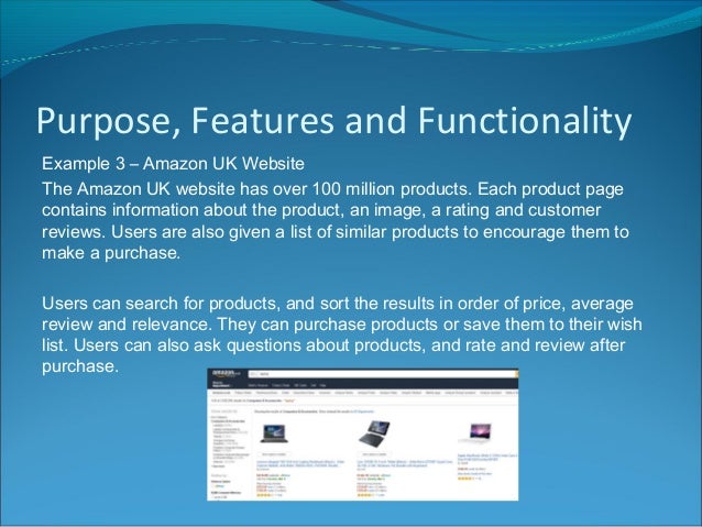 Purpose, features and functionality