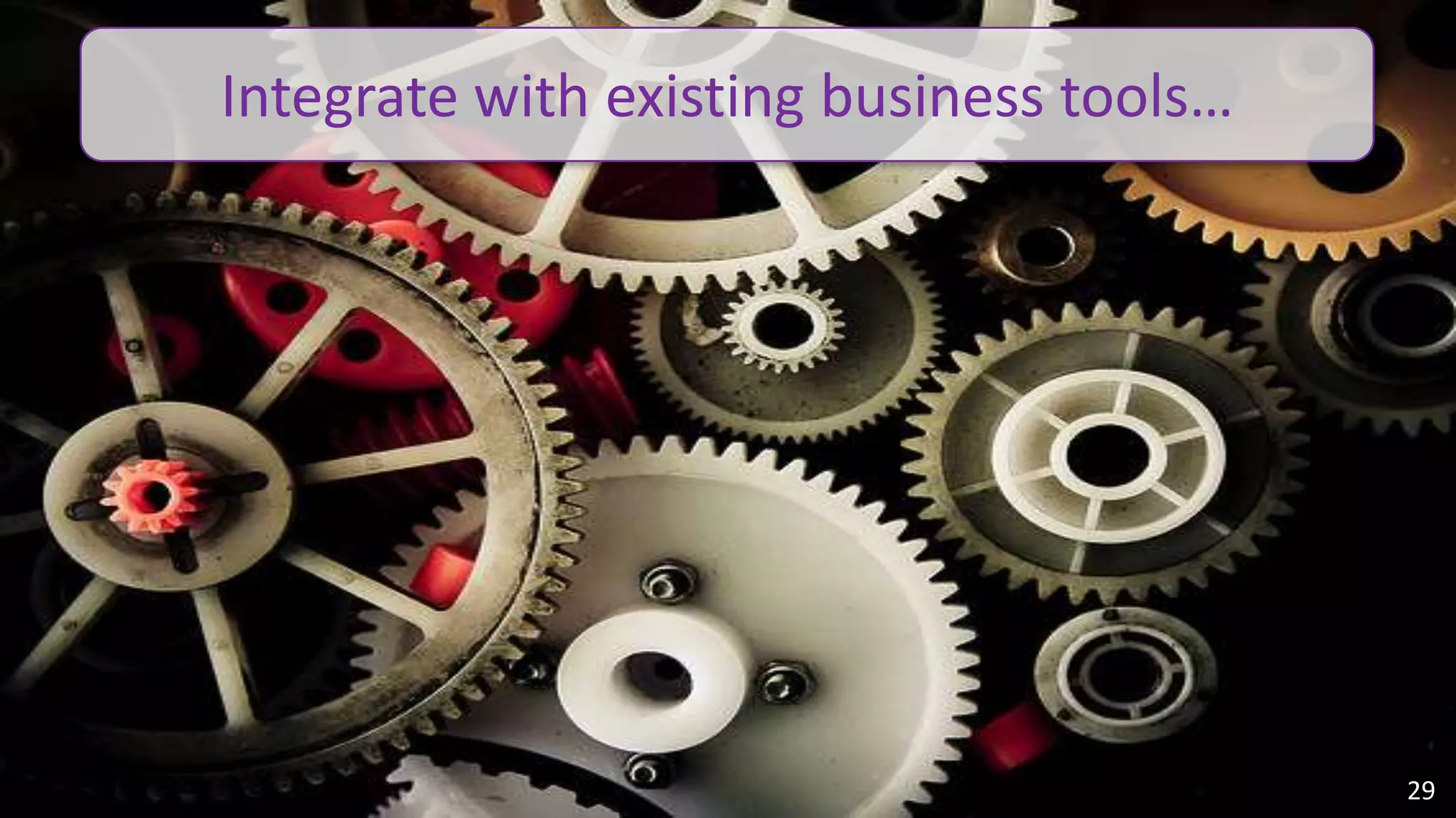 Integrate with existing business tools…




                                                                                        29
© 2010 - 2013 Constellation Research, Inc. All rights reserved.   Client Confidential
 