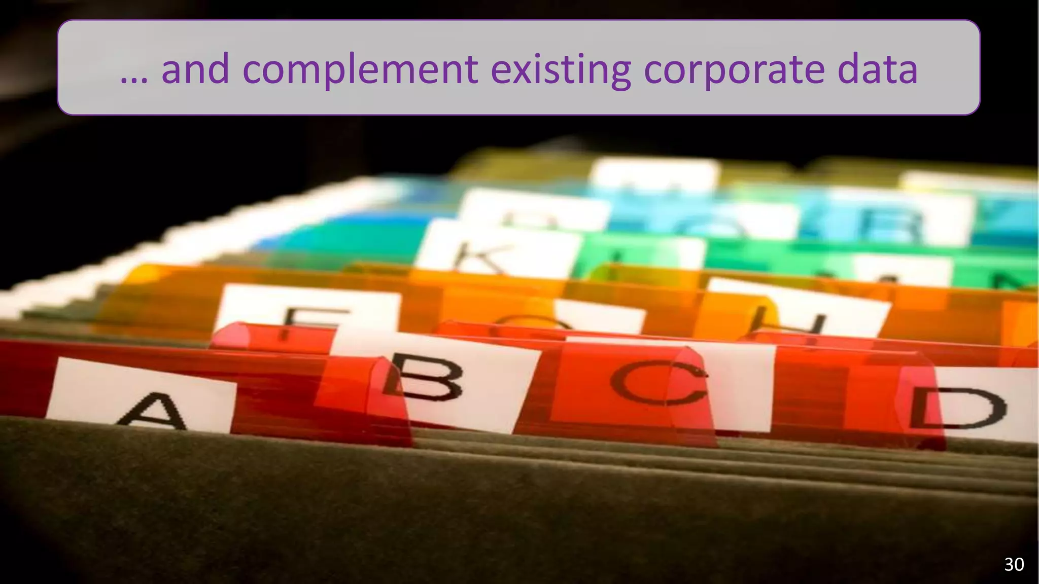 … and complement existing corporate data




                                                                                        30
© 2010 - 2013 Constellation Research, Inc. All rights reserved.   Client Confidential
 