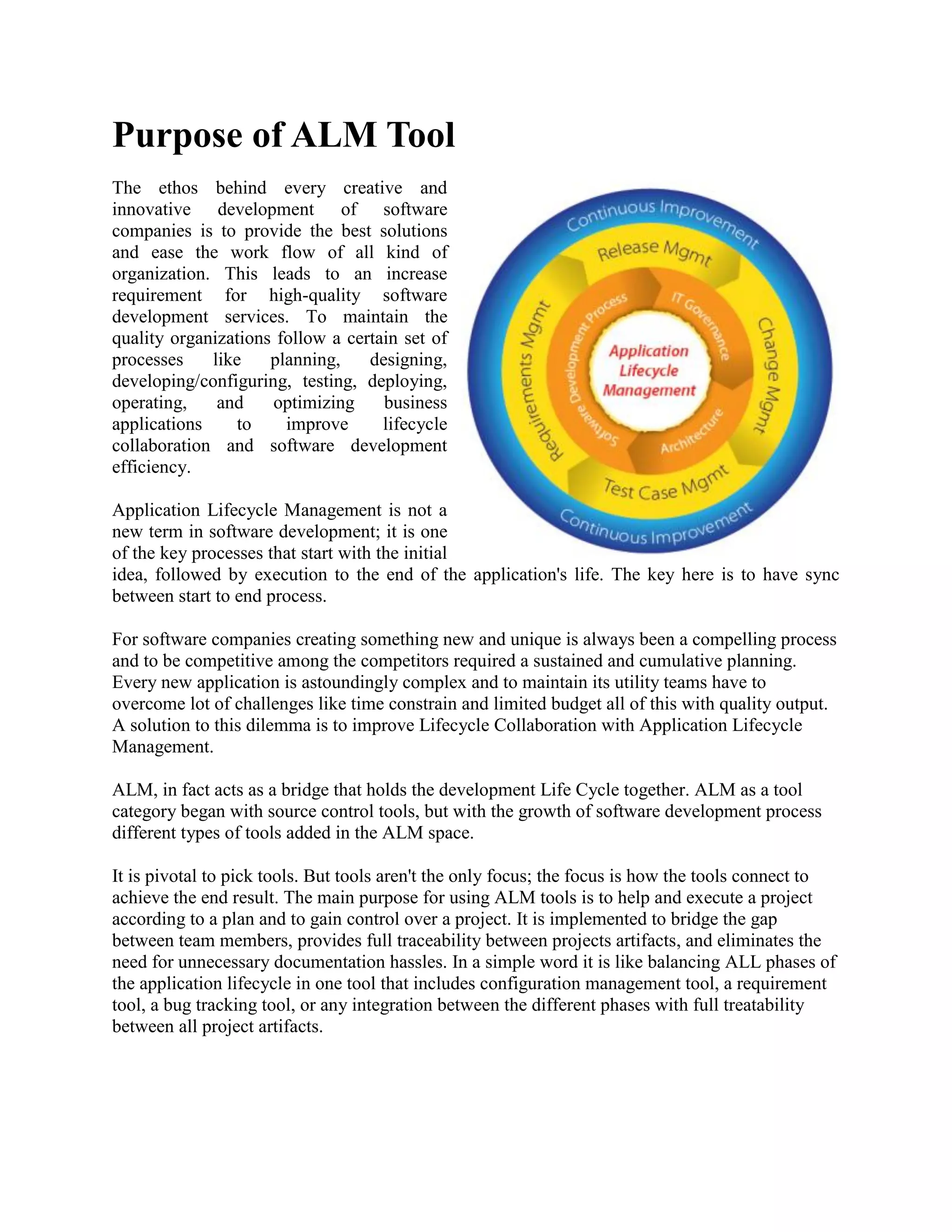Purpose Of ALM Tool | PDF