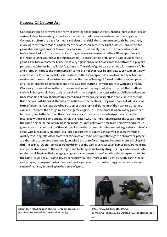 Purpose of concept art task 1
