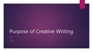 Purpose of Creative Writing
A05
A06
 