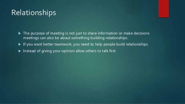 Purpose Of Meetings