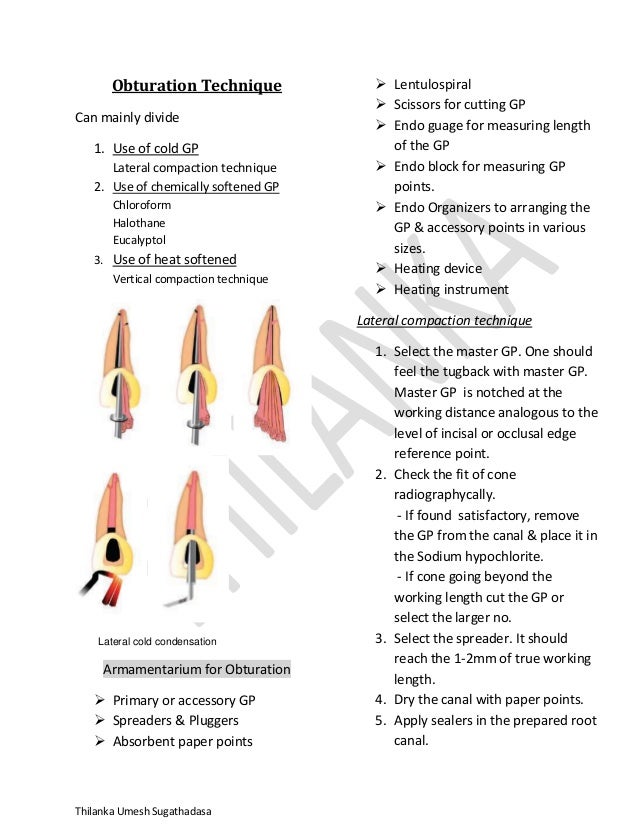 Obturation in endodontics