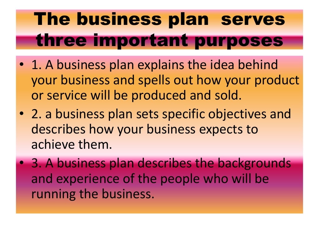 two purposes of a business plan