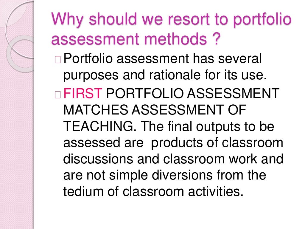 Purposes of portfolio assessment