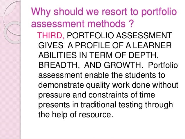 Purposes Of Portfolio Assessment