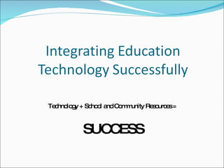 Technology + School and Community Resources =  SUCCESS 