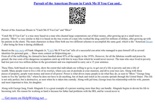 Pursuit Of The American Dream In Catch Me If You Can And... | PPT