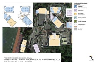 GSPublisherEngine 638.69.71.100
QUATTROCCHI KWOK
ARCHITECTS
MAGNOLIA AVENUE - PIEDMONT HIGH/MIDDLE SCHOOL, MILLENNIUM HIGH SCHOOL
PIEDMONT UNIFIED SCHOOL DISTRICT MASTER PLAN
PIEDMONT MIDDLE SCHOOL EXISTING PLAN
xx
x
xxxxx
xx
x
x
x
xx
xxx
xx
x x
x
x
x
x
x
x
x
x
x
xx
xxx
x
xx
x
x
x
x
x
x
x x
x
x
x
x
x
x
x
x
x
x
x
x
x
x
x
x
80
105
155
160
ST
T
T
TMULTI-USE
GYM - OPEN
TO BELOW
WEIGHT
RM
WEIGHT
RM
T T
ST
RM
201
LIBRARY
WRK
RM
RM
204
RM
210
RM
211
SEM
RM
T
ST
LOU
O
O
O
OO
O
O
RM
228
RM
228A
MULTI-
PURPOSE
RM
RM
47B
O
O
OO
O
RM
47A
RM
46
BOYS
LOCKER
GIRLS
LOCKER
TRAIN
TRAIN
O
O
ST
T
T
GIRLS
LOCKER
BOYS
LOCKER
T
T
RM
104
ST
MAINT.
BLDG
PMS UPPER FLOOR
OPEN TO
BELOW
PMS LOWER FLOOR
RM
306
O
RM
308
RM
310
RM
305
RM
307
RM
309
O
B
G
RM
314
RM
315
RM
320
RM
321
RM
306
O
RM
308
RM
310
RM
305
RM
307
RM
309
O
B
G
RM
116
RM
132
FOOD
SERVICE
RM
129
SHOP
120
RM
124
O
O
O
ST
ST
ST
40'S HALL LOWER FLOOR
O
O
O
O O
COPY
LUNCH
ST
T T
IT
O
O
CONF
CLASSROOMS
ADMINISTRATION
MULTI-PURPOSE /
CAFETERIA / LIBRARY
MODULAR CLASSROOMS
PORTABLE CLASSROOMS
NEW FLATWORK
COLORS DENOTE BUILDINGS OR AREAS
WITHIN BUILDINGS
NEW / MODERNIZATION
EXISTING / LIGHT MODERNIZATION
COVERED WALKWAYS
CIRCULATION
SHADE STRUCTURE
 