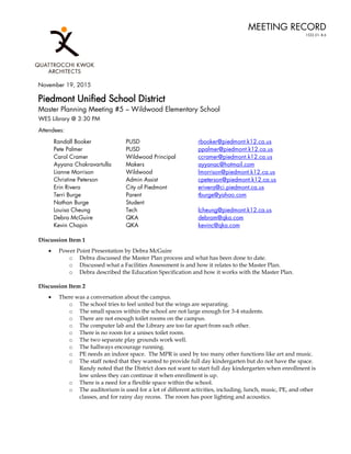 PUSD Facilities Master Plan Development | PDF