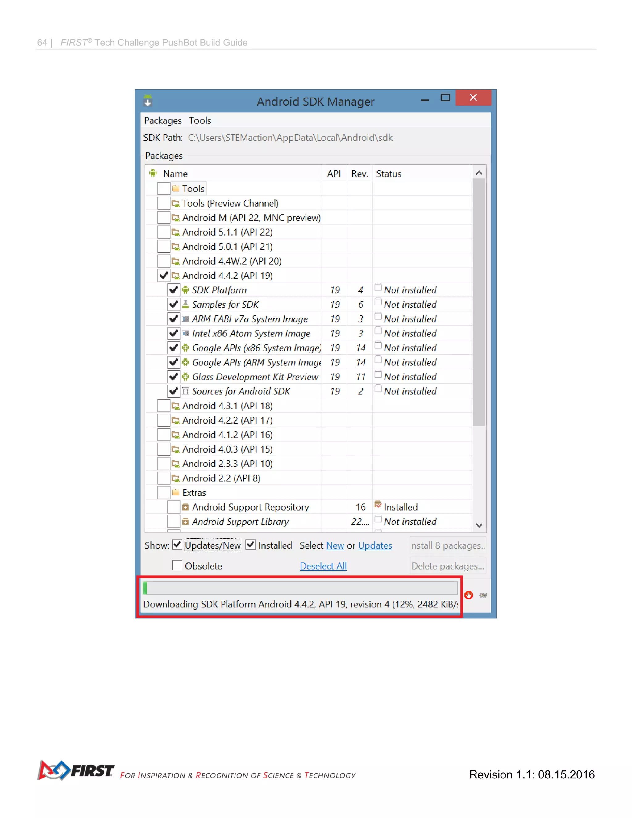 64 | FIRST®
Tech Challenge PushBot Build Guide
Revision 1.1: 08.15.2016
 
