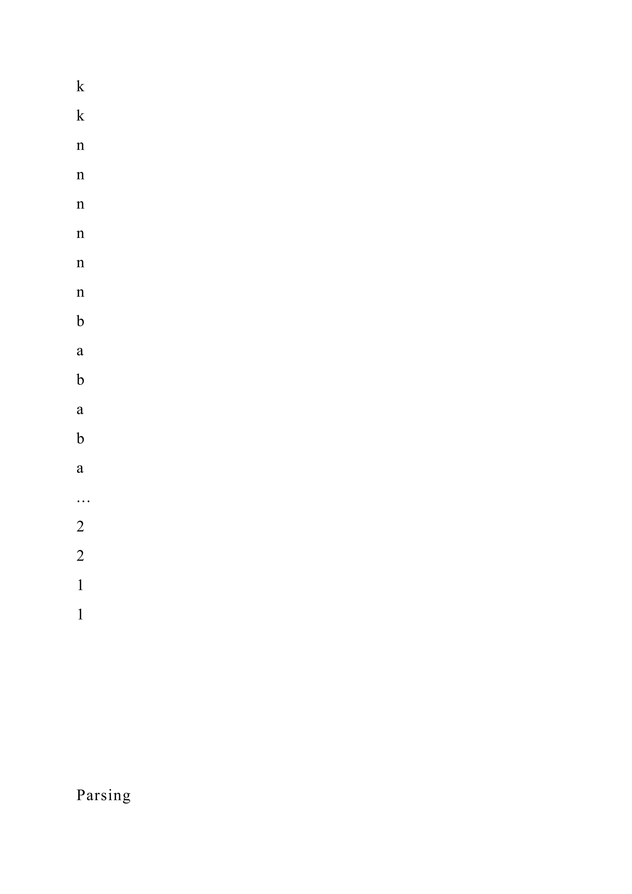 k
k
n
n
n
n
n
n
b
a
b
a
b
a
...
2
2
1
1
Parsing
 
