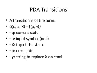 Pushdown_Automata_Presentation in Automata theory and compiler design ...