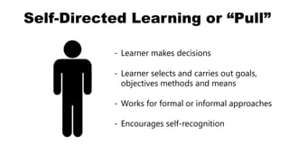 Other-Directed Learning or “Push”
- Supervisors sending employees to
required compliance training
- Someone else sets goal...