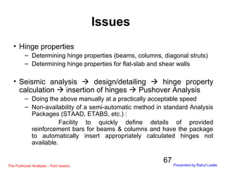 67
• Hinge properties
– Determining hinge properties (beams, columns, diagonal struts)
– Determining hinge properties for ...