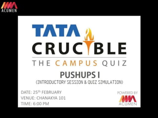 Acumen: TATA Crucible Campus Quiz Pushups I