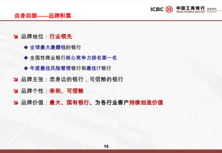 品牌地位：行业领先全球最大最赚钱的银行