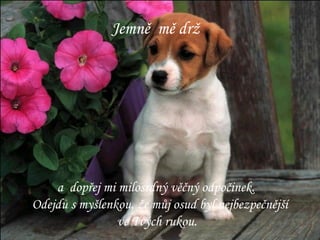 Jemně  mě drž a  dopřej mi milosrdný věčný odpočinek. Odejdu s myšlenkou, že můj osud byl nejbezpečnější  ve Tvých rukou. 