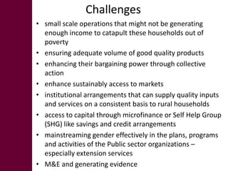 Outcomes of women’s participation in market-oriented commodity development: 