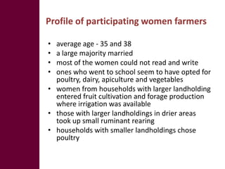 Outcomes of women’s participation in market-oriented commodity development: 