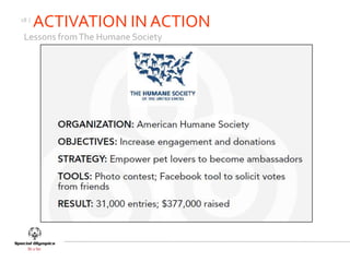 18 |
       ACTIVATION IN ACTION
 Lessons from The Humane Society
 