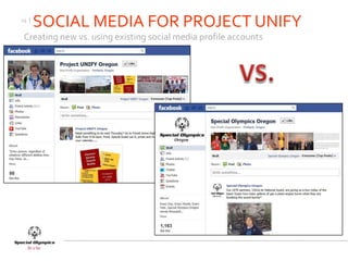 24 |
       SOCIAL MEDIA FOR PROJECT UNIFY
 Creating new vs. using existing social media profile accounts
 