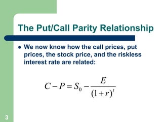 Put call parity relation