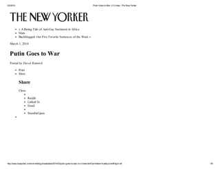 Putin goes to war in crimea   the new yorker