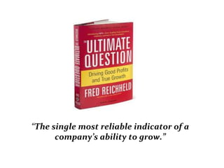 “The	
  single	
  most	
  reliable	
  indicator	
  of	
  a	
  
         company’s	
  ability	
  to	
  grow.”	
  	
  
 