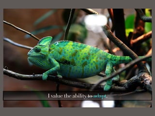 I value the ability to adapt.
 