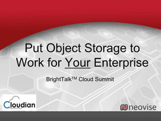 Put Object Storage to
Work for Your Enterprise
BrightTalkTM Cloud Summit
 
