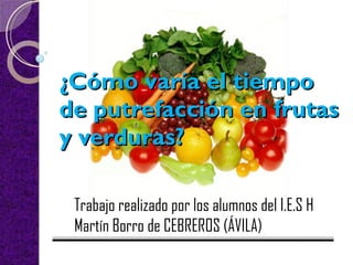 ¿Cómo varía el tiempo de putrefacción en frutas y verduras? Trabajo realizado por los alumnos del I.E.S H Martín Borro de CEBREROS (ÁVILA) 