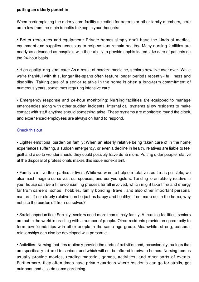 Putting an Elderly Parent in a Nursing Home