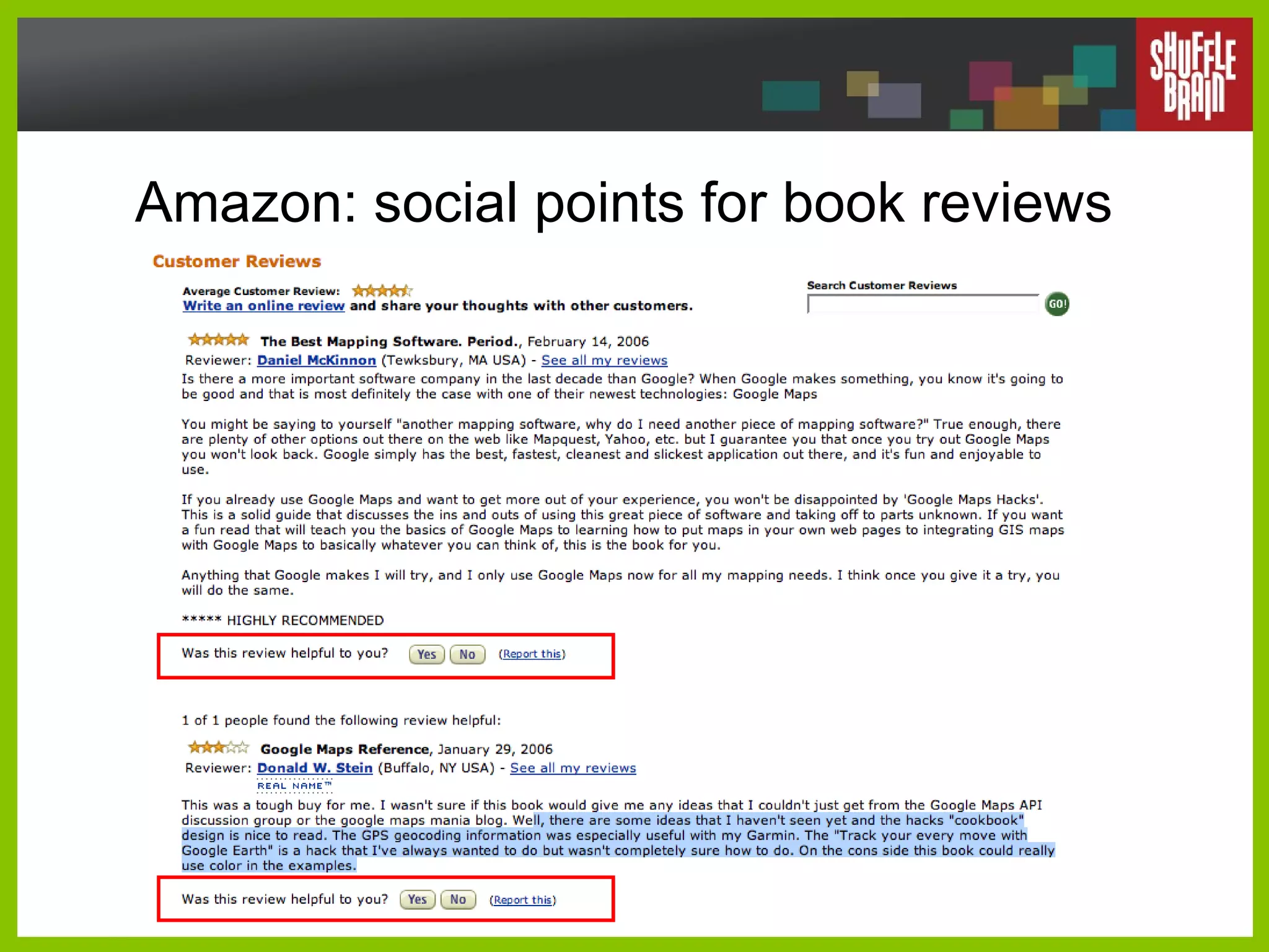 Amazon: social points for book reviews 