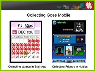 Collecting Goes Mobile Collecting stamps in BrainAge Collecting Friends in Hotties 